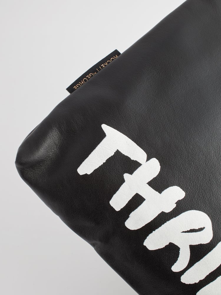 Rockett St George Black Slogan Premium Leather Clutch Bag - Image 9 of 9