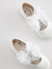 White Standard Fit (F) Mary Jane Bridesmaid Bow Occasion Shoes - Image 3 of 5