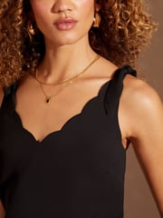 Love & Roses Black Petite V Neck Scallop Detail Tie Shoulder Vest - Image 2 of 4