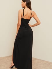 Lipsy Black Petite Applique Lace Cami Maxi Dress - Image 2 of 4