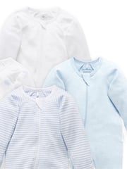 Purebaby Blue Zip 100% Cotton Sleepsuits 4 Pack - Image 3 of 3