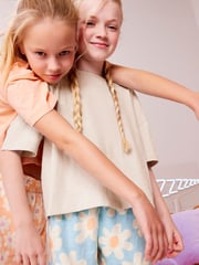 Fluro Orange/Blue Floral Short Pyjamas 2 Pack (3-16yrs) - Image 2 of 8