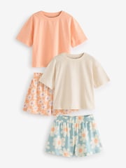 Fluro Orange/Blue Floral Short Pyjamas 2 Pack (3-16yrs) - Image 6 of 8