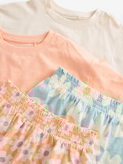 Fluro Orange/Blue Floral Short Pyjamas 2 Pack (3-16yrs) - Image 7 of 8