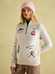 Joules Summit Cream Quarter Zip Ski Jumper - Image 1 of 7