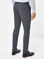 Navy Blue Slim Fit Check Suit: Trousers - Image 2 of 3