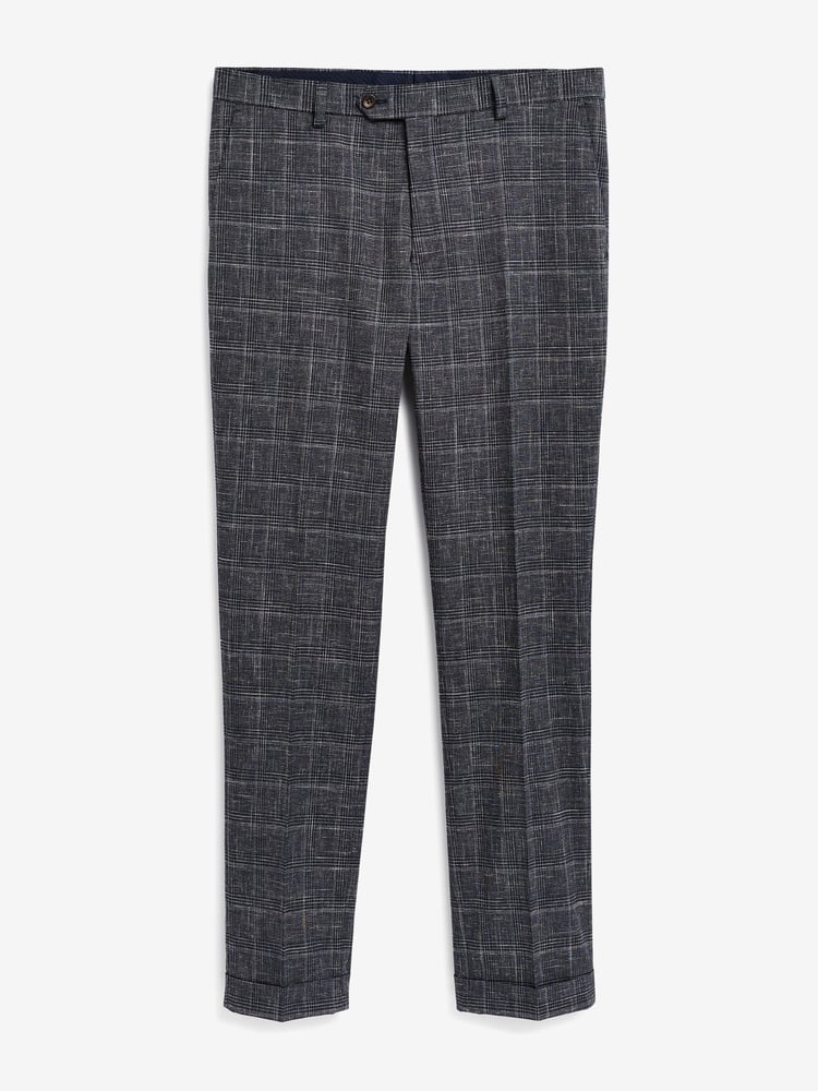 Navy Blue Slim Fit Check Suit: Trousers - Image 3 of 3
