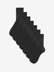 Black Ribbed Cotton Rich Socks 7 Pack - Image 1 of 2