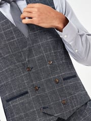 Navy Blue Check Suit: Waistcoat - Image 3 of 4