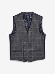 Navy Blue Check Suit: Waistcoat - Image 4 of 4