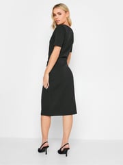 PixieGirl Petite Black Wrap Scuba Midi Dress - Image 3 of 4