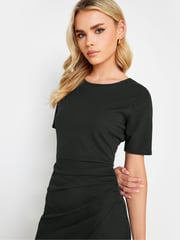 PixieGirl Petite Black Wrap Scuba Midi Dress - Image 4 of 4