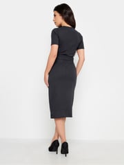 PixieGirl Petite Black Buckle Belted Scuba Midi Dress - Image 2 of 5