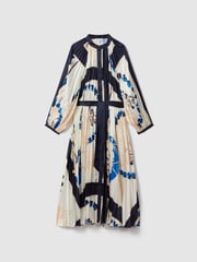Reiss Blue Daiya Printed Pleated Maxi Dress - Image 2 of 7