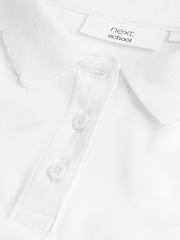 White Regular Fit 100% Cotton Short Sleeve Polo Shirts 2 Pack (3-16yrs) - Image 6 of 6