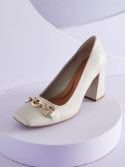 Bone Regular/Wide Fit Forever Comfort® With Motionflex Hardware Trim Square Toe Court Shoes - Image 2 of 6