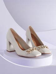 Bone Regular/Wide Fit Forever Comfort® With Motionflex Hardware Trim Square Toe Court Shoes - Image 3 of 6