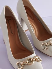 Bone Regular/Wide Fit Forever Comfort® With Motionflex Hardware Trim Square Toe Court Shoes - Image 5 of 6
