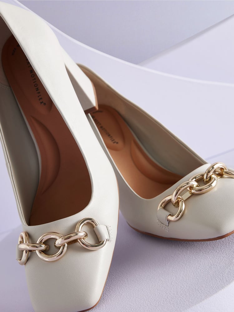 Bone Regular/Wide Fit Forever Comfort® With Motionflex Hardware Trim Square Toe Court Shoes - Image 6 of 6