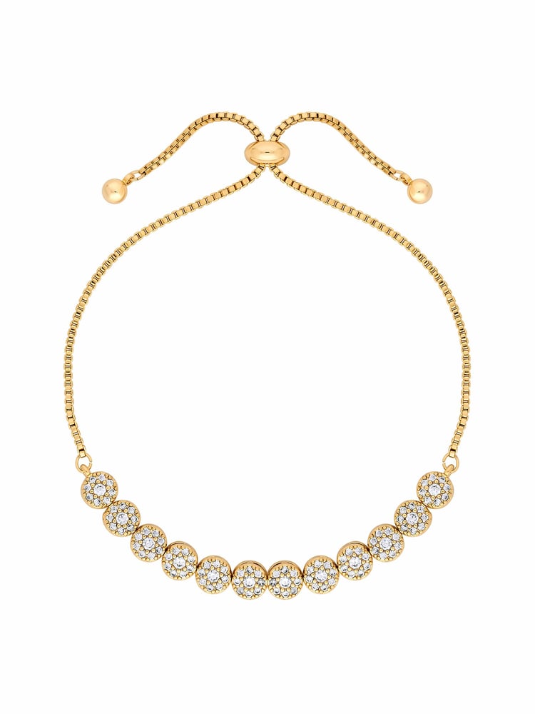 Jon Richard Gold Tone Cubic Zirconia Circle Pave Toggle Bracelet - Image 1 of 2