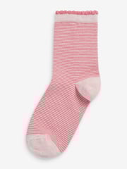 Pink 7 Pack Cotton Rich Pretty Ankle Socks - Image 4 of 8
