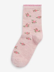 Pink 7 Pack Cotton Rich Pretty Ankle Socks - Image 7 of 8
