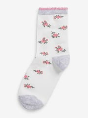 Pink 7 Pack Cotton Rich Pretty Ankle Socks - Image 8 of 8