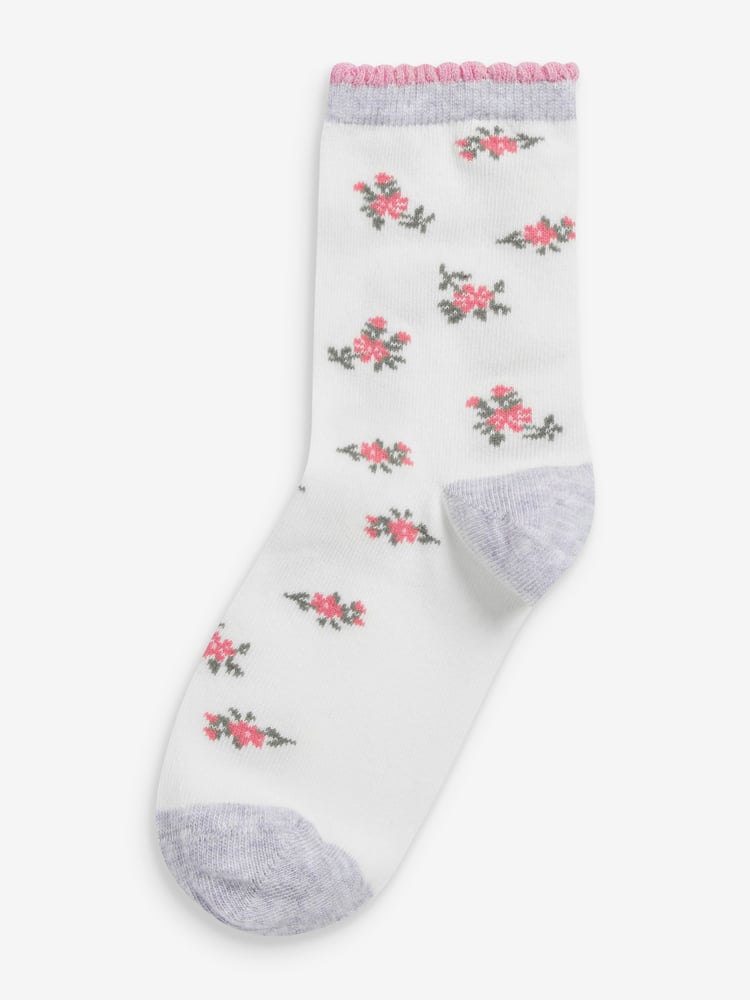 Pink 7 Pack Cotton Rich Pretty Ankle Socks - Image 8 of 8