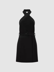 Reiss Black Alexis Fitted Halter Neck Mini Dress - Image 2 of 4
