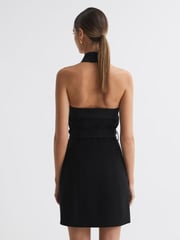 Reiss Black Alexis Fitted Halter Neck Mini Dress - Image 4 of 4