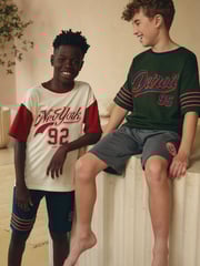 Red/Green Varsity Short Pyjamas 2 Pack (3-16yrs) - Image 1 of 8