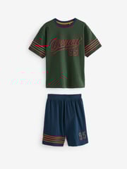 Red/Green Varsity Short Pyjamas 2 Pack (3-16yrs) - Image 5 of 8