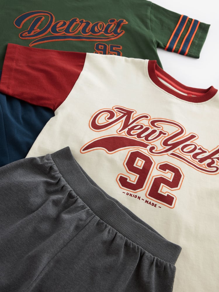 Red/Green Varsity Short Pyjamas 2 Pack (3-16yrs) - Image 8 of 8