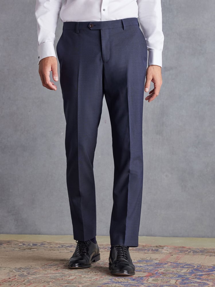 Navy Blue Tailored Signature TG Di Fabio Wool Rich Puppytooth Suit: Trousers - Image 1 of 11