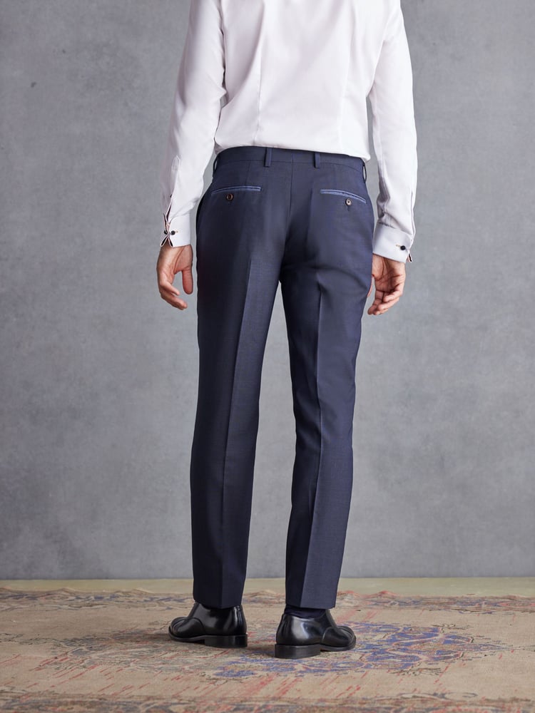 Navy Blue Tailored Signature TG Di Fabio Wool Rich Puppytooth Suit: Trousers - Image 2 of 11