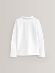 White 100% Cotton Long Sleeve School Polo Tops 2 Pack (3-16yrs) - Image 2 of 4