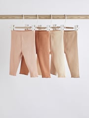 Rust Brown/Cream Baby Leggings 4 Pack - Image 1 of 7