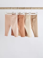 Rust Brown/Cream Baby Leggings 4 Pack - Image 2 of 7
