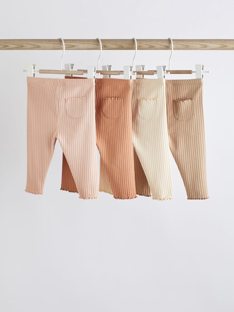 Rust Brown/Cream Baby Leggings 4 Pack - Image 2 of 7