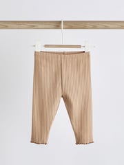 Rust Brown/Cream Baby Leggings 4 Pack - Image 3 of 7