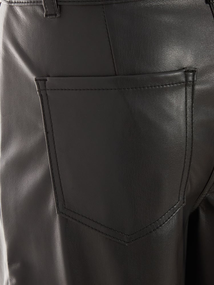 Quiz Black Faux Fur Leather Cargo Trousers - Image 4 of 4