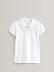 White Regular Fit 100% Cotton Short Sleeve Polo Shirts 5 Pack (3-16yrs) - Image 2 of 6