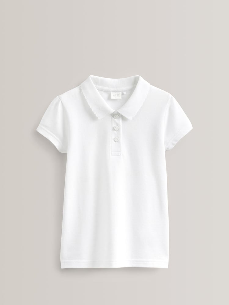 White Regular Fit 100% Cotton Short Sleeve Polo Shirts 5 Pack (3-16yrs) - Image 2 of 6