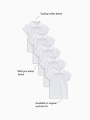 White Regular Fit 100% Cotton Short Sleeve Polo Shirts 5 Pack (3-16yrs) - Image 3 of 6