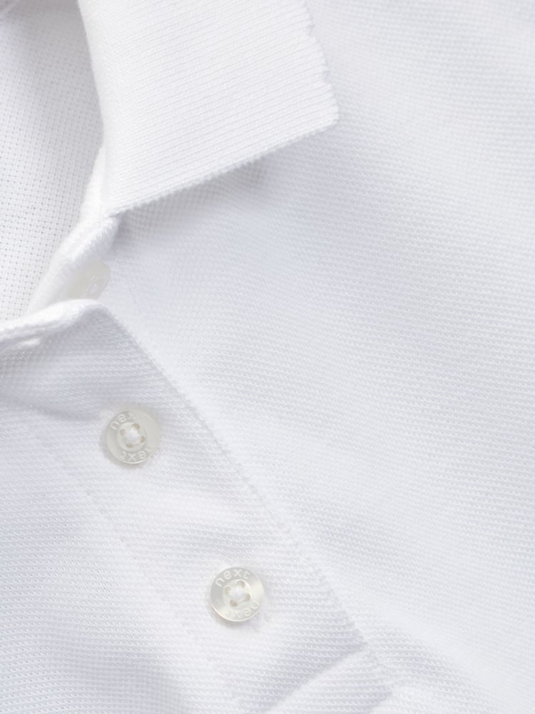 White Regular Fit 100% Cotton Short Sleeve Polo Shirts 5 Pack (3-16yrs) - Image 6 of 6