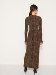 Gold Sparkle Long Sleeved Ruched Midi Dress - Image 3 of 4
