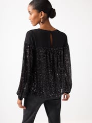 Black Long Sleeve Sequin Sparkle Top - Image 3 of 6