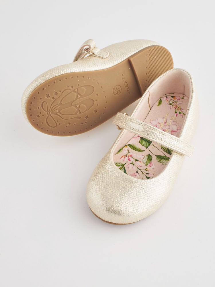 Gold Wide Fit (G) Mary Jane Touch Fastening Occasion Shoes - Image 1 of 5