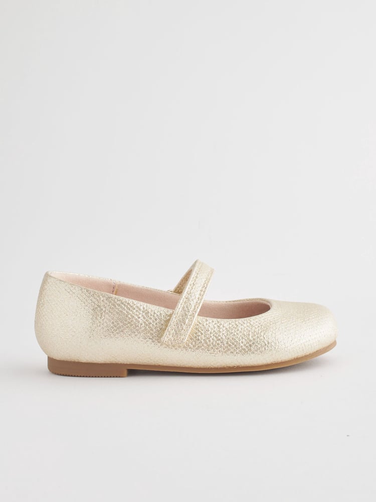 Gold Wide Fit (G) Mary Jane Touch Fastening Occasion Shoes - Image 2 of 5