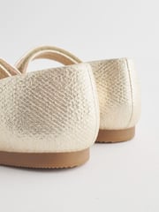 Gold Wide Fit (G) Mary Jane Touch Fastening Occasion Shoes - Image 3 of 5